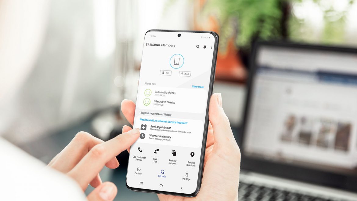Automatic check. Samsung service. checking interaction.
